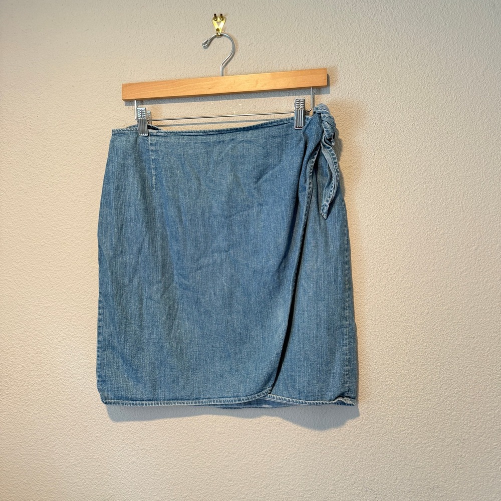 Gap Vintage Denim Wrap Skirt Medium Wash Blue Cotton Side Tie Mini Skirt M